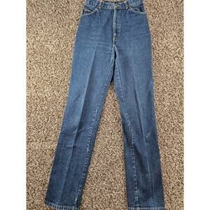 Vintage 1990s Chic Womens Sz 8L Long High Waist Straight Leg Blue Jeans